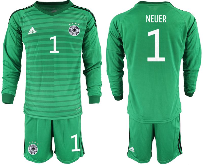 Men 2021 World Cup National Germany green long sleeve goalkeeper #1 Soccer Jerseys->germany jersey->Soccer Country Jersey